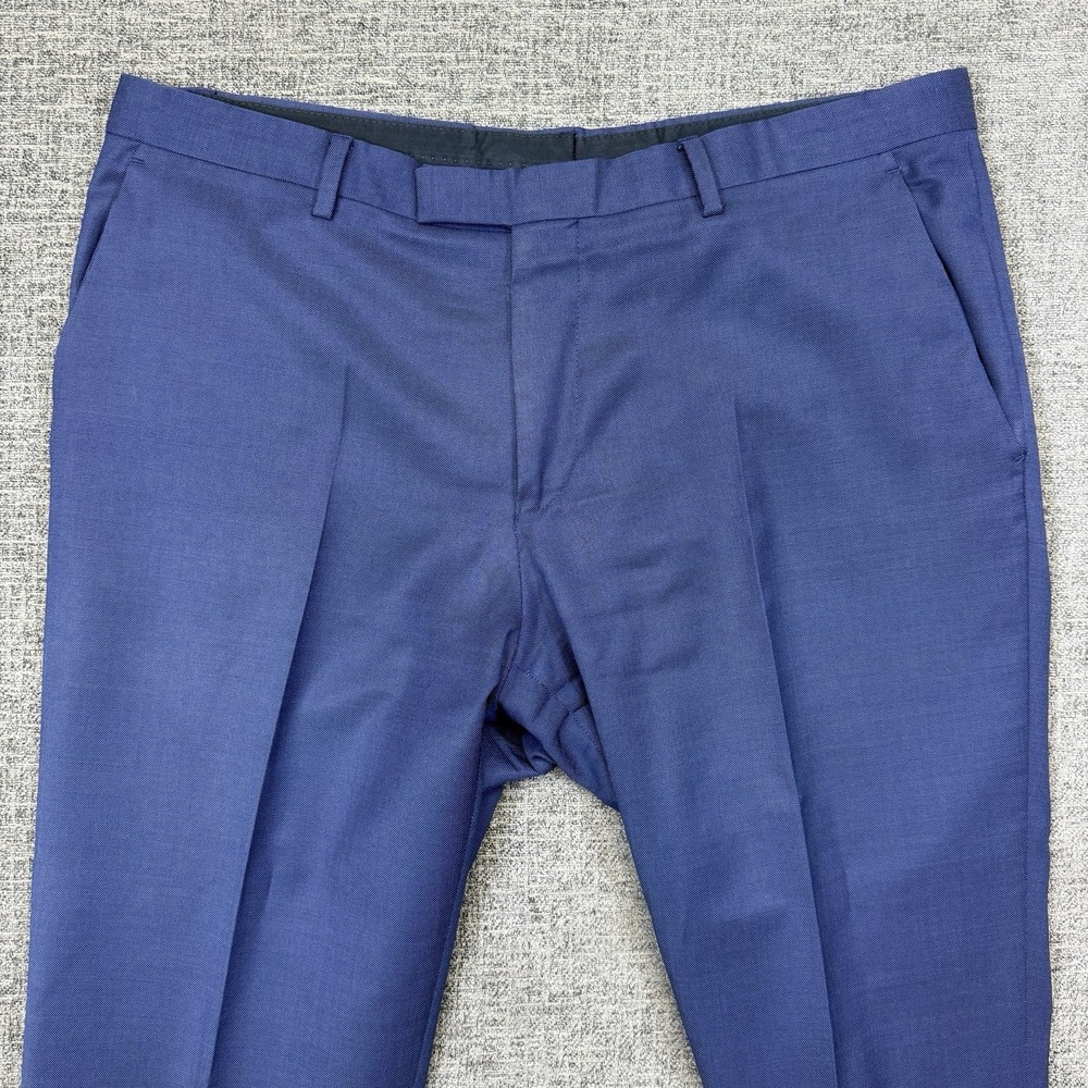 BOSS Hugo Boss Pants Mens 44R‎ (36x32) Blue Pleated The James5/Sharp7 Wool Blend